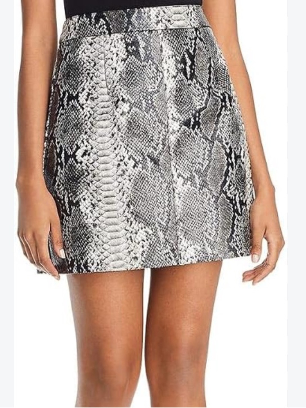 French Connection Gray Faux Leather Snakeskin Mini Skirt Size 0